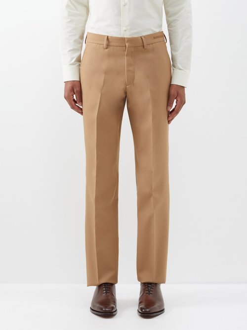 Burberry - Pleated Wool-blend Suit Trousers - Mens - Camel