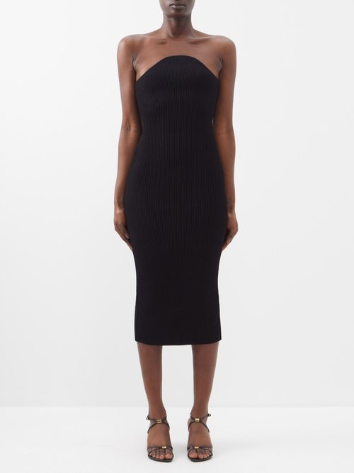 Khaite Rummer Ribbedknit Dress In Black ModeSens