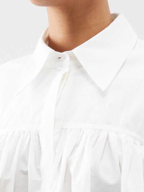 Khaite Collie Balloon-sleeve Washed Cotton-poplin Shirt