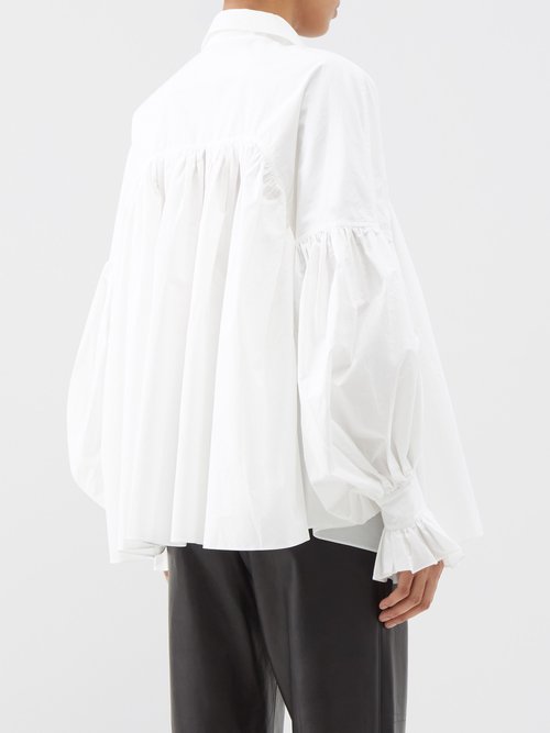 Khaite Collie Balloon-sleeve Washed Cotton-poplin Shirt