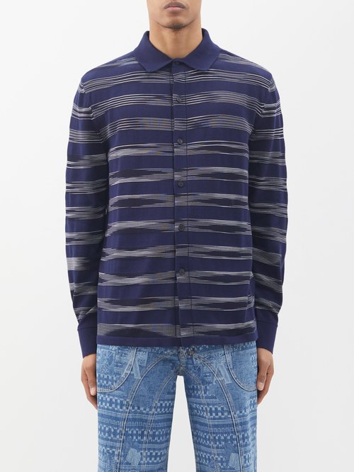 Missoni - Striped Cotton-blend Shirt - Mens - Navy Multi
