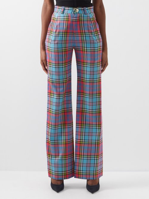 Vivienne Westwood Ray High-rise Wool-tartan Straight-leg Trousers