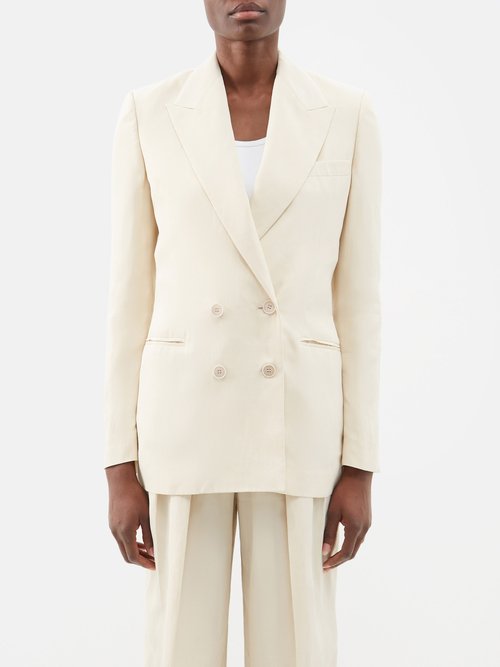 Stella Mccartney - Double-breasted Technical-blend Suit Jacket - Womens - Cream