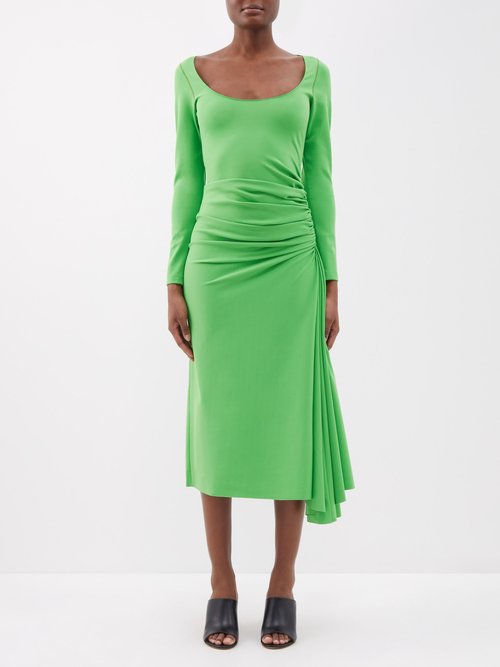 Marni - Side-draped Stretch-jersey Midi Dress - Womens - Green