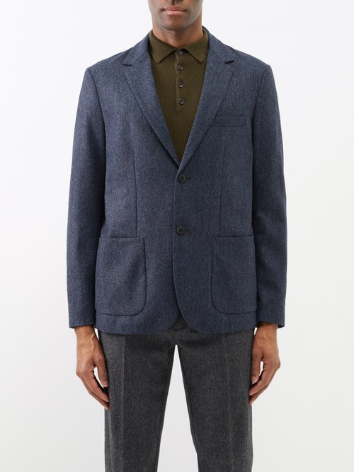 Sunspel Single-breasted Merino Suit Jacket In Blue