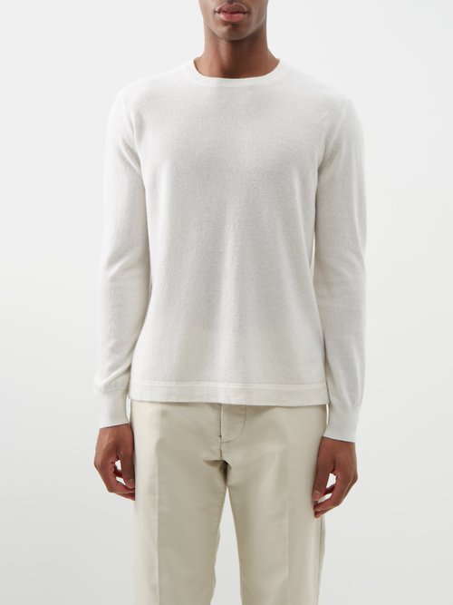 Zegna - Oasi Cashmere-blend Crew-neck Sweater - Mens - White