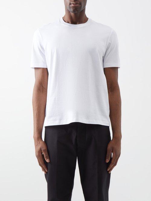 Brioni - Logo-embroidered Cotton-jersey T-shirt - Mens - White