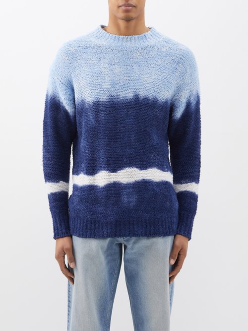 Isabel Marant - Henley Tie-dye Cotton-blend Sweater - Mens - Blue Multi
