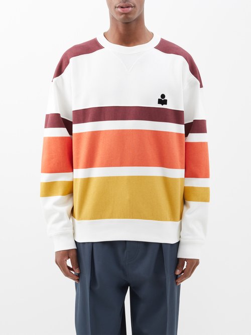 Isabel Marant - Meyoan Cotton-blend Jersey Striped Sweatshirt - Mens - Orange Multi