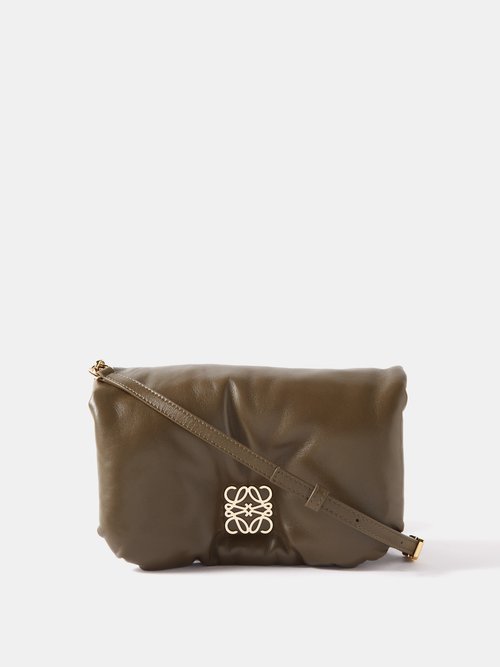 Loewe Puffer Goya Padded-leather Shoulder Bag In Khaki