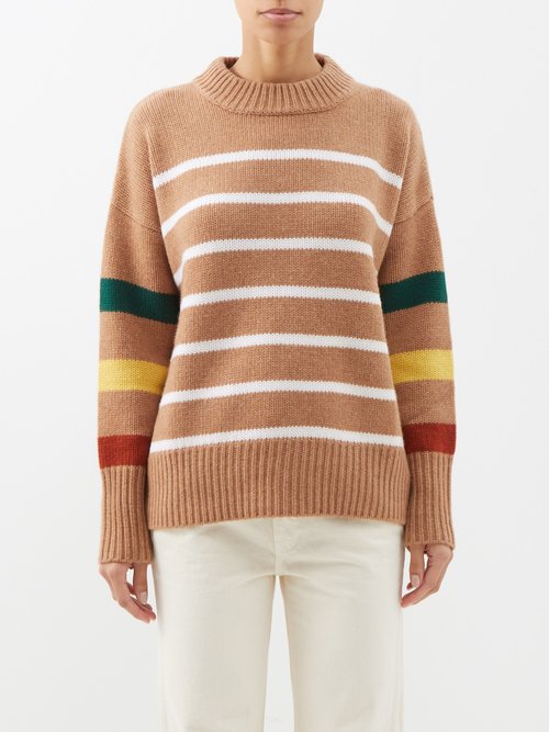 La Ligne - Marin Striped Wool-blend Sweater - Womens - Tan Multi