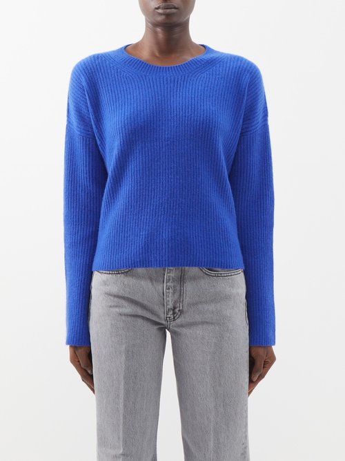 La Ligne - Mini Toujours Ribbed-knit Cashmere Sweater - Womens - Electric Blue