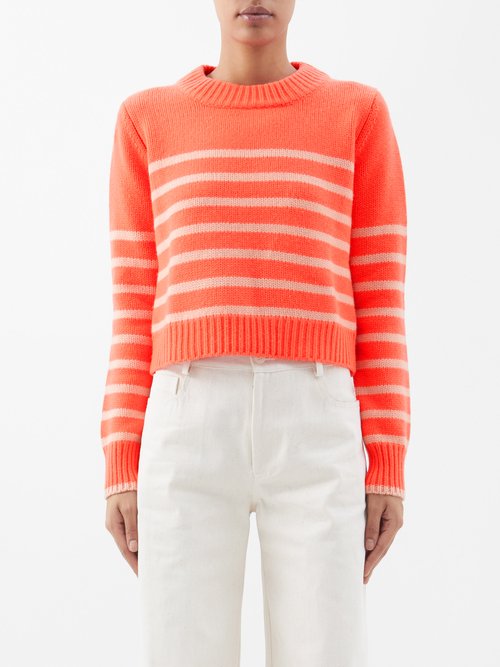 La Ligne - Mini Marin Striped Wool-blend Sweater - Womens - Coral