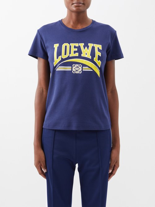 Loewe - Logo-print Cotton-jersey T-shirt - Womens - Blue