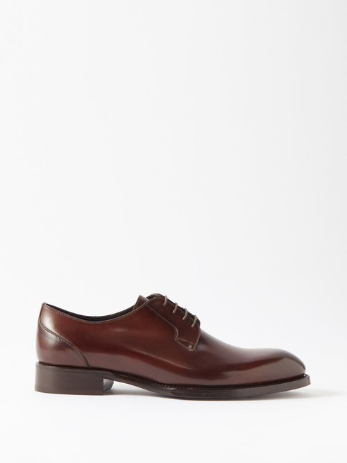 Brioni - Leather Derby Shoes - Mens - Dark Brown
