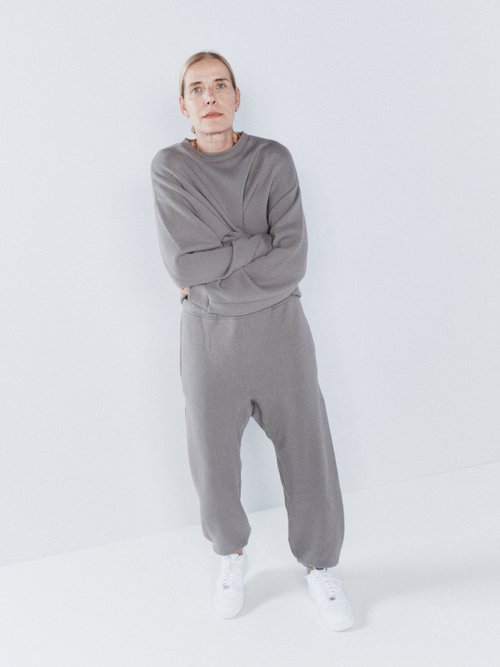 Raey - Cropped Organic Japanese-jersey Track Pants - Womens - Grey