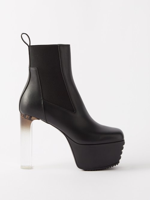 Rick Owens - Grill Beatle Leather Platform Boots - Womens - Black Clear