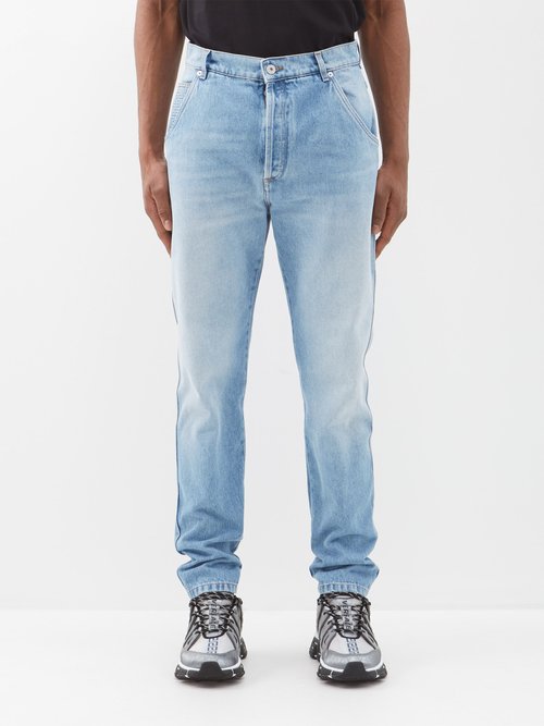 Balmain - Monogram Straight-leg Jeans - Mens - Blue