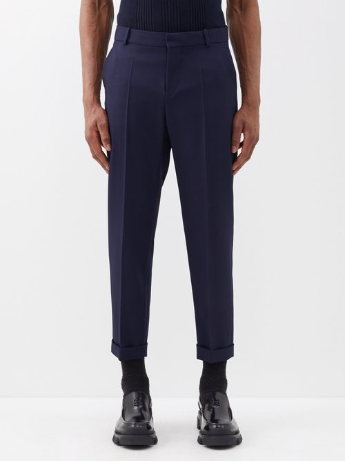 Balmain - Straight-leg Wool-twill Suit Trousers - Mens - Marine