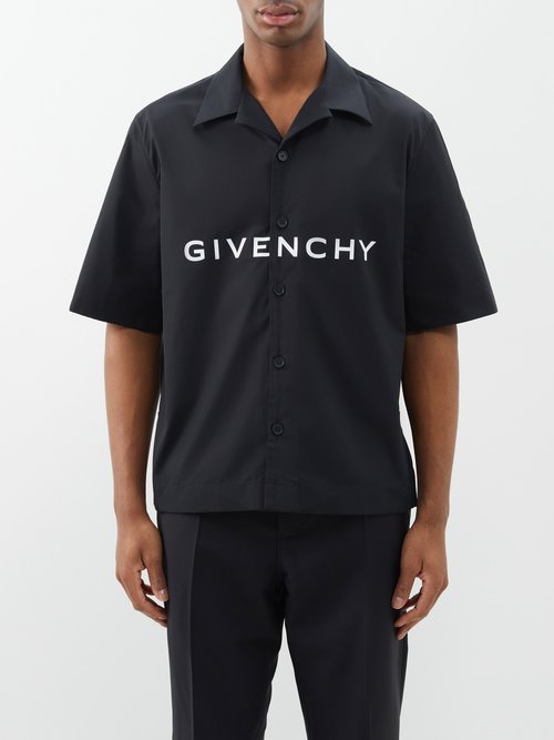 Givenchy - Cuban-collar Cotton-poplin Shirt - Mens - Black