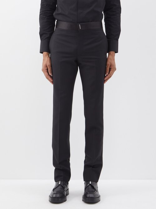 Givenchy - Satin-waist Wool-blend Suit Trousers - Mens - Black