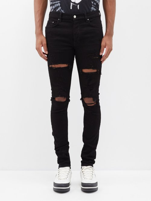 Amiri Thrasher Distressed Slim-leg Jeans In Black | ModeSens