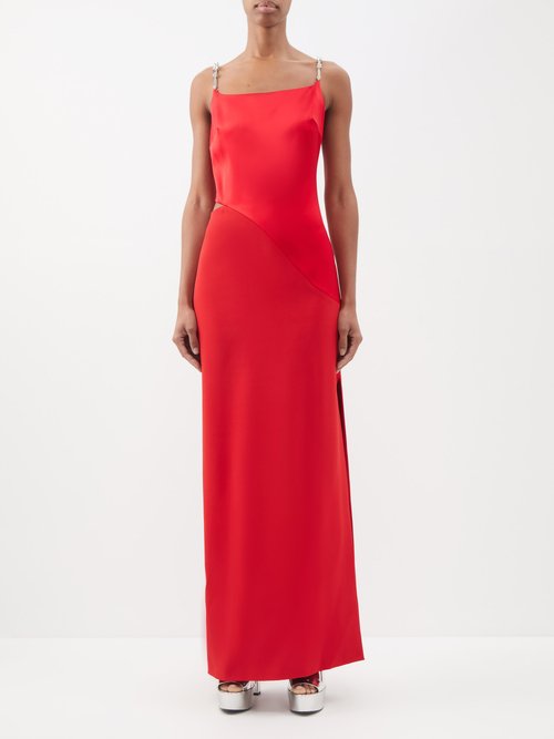 Givenchy - Crystal-strap Satin Gown - Womens - Red