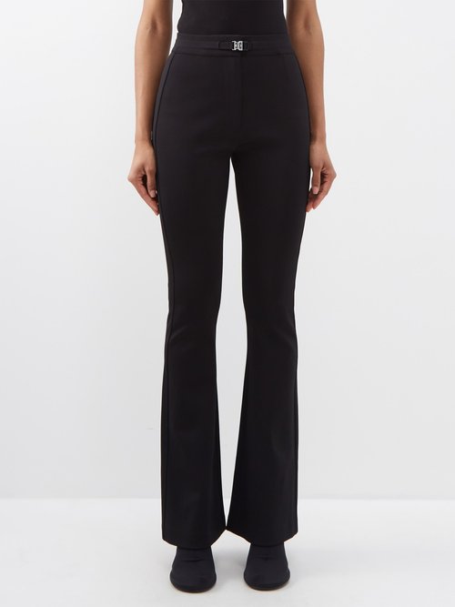 Givenchy - Belted Flared Knitted-mesh Trousers - Womens - Black