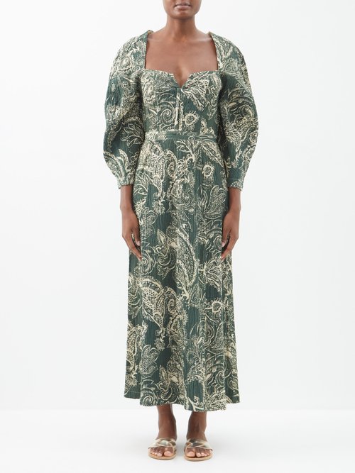 Mara Hoffman - Violeta Paisley-print Organic Cotton-blend Dress - Womens - Green Print