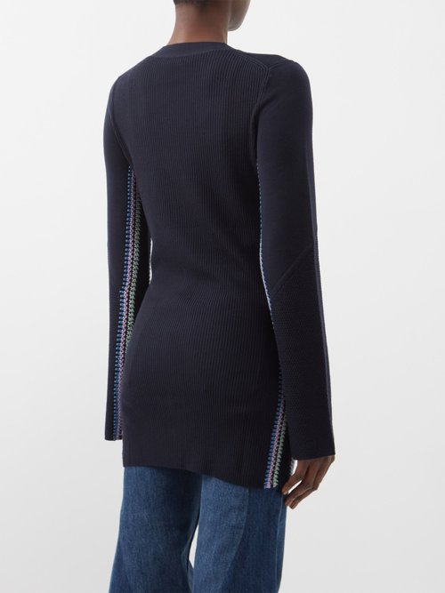 CHLOÉ EMBROIDERED RIBBED WOOL CARDIGAN 