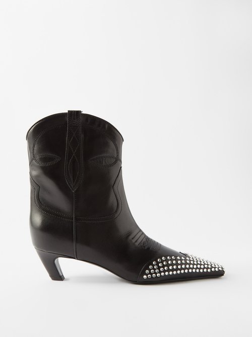 Khaite Dallas Crystal Leather Point-toe Boots