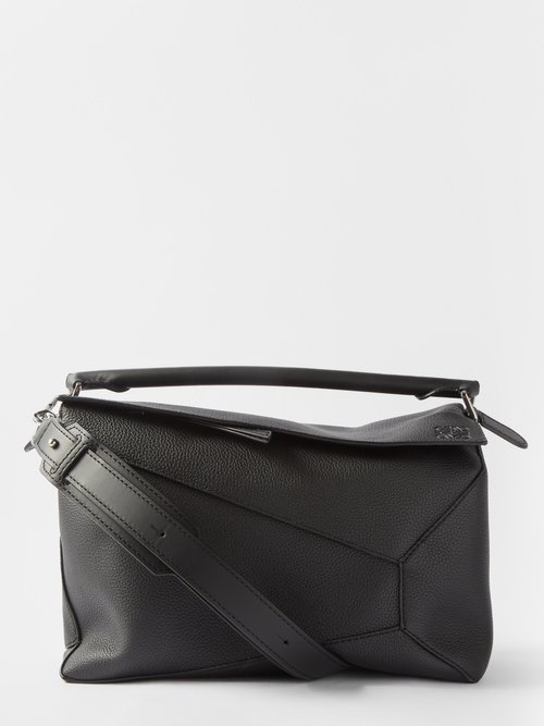 Loewe - Puzzle Large Grained-leather Shoulder Bag - Mens - Black