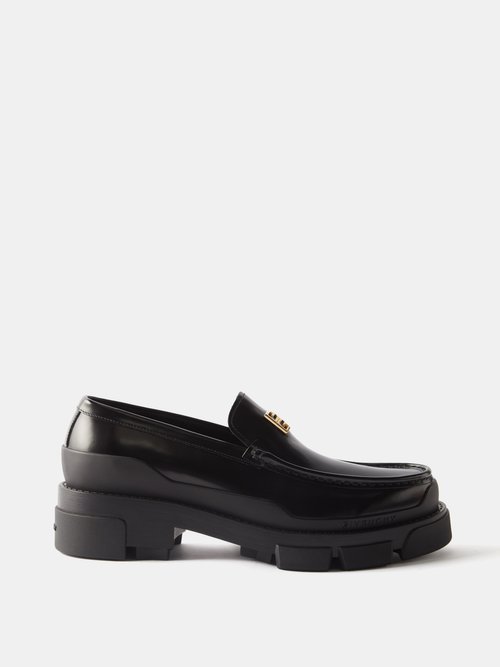 Givenchy Terra Leather Loafers In Nero