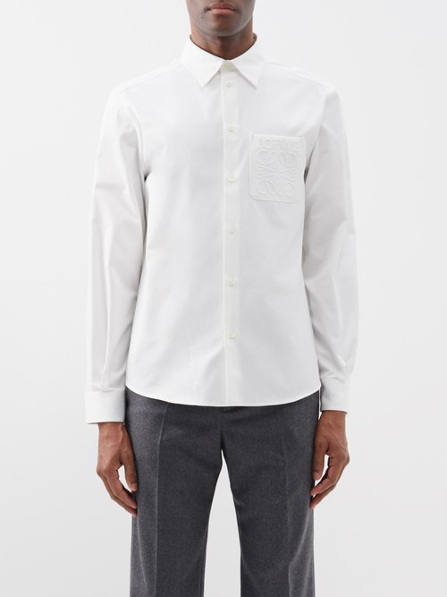 Loewe - Anagram-embroidered Cotton-poplin Shirt - Mens - White