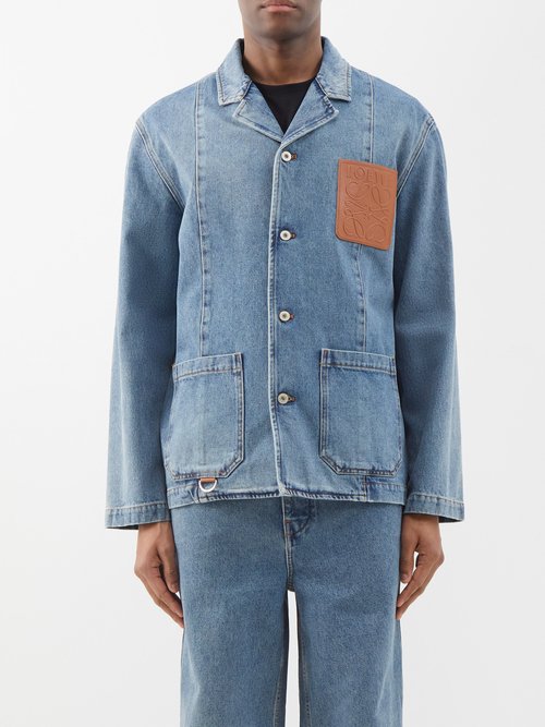 Loewe - Anagram-patch Denim Workwear Jacket - Mens - Blue