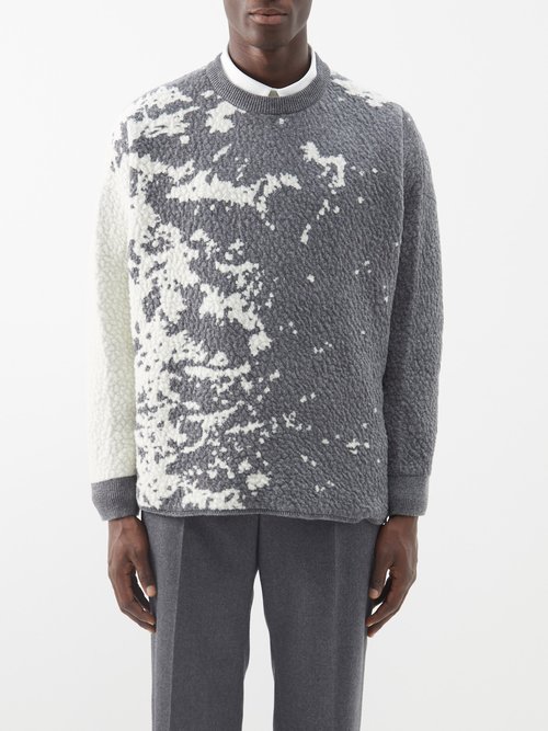 Loewe - Gradient Wool-blend Fleece Sweater - Mens - Grey White
