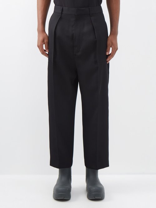 Loewe - Deep-rise Cotton-gabardine Trousers - Mens - Black
