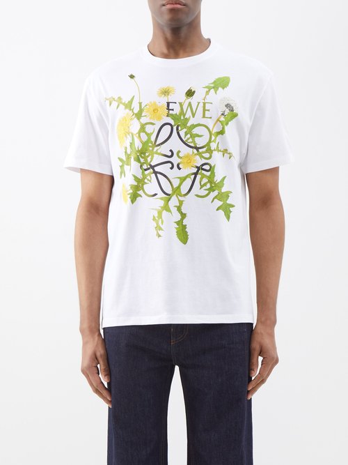 Loewe - Floral Anagram-print Embroidered Cotton T-shirt - Mens - White