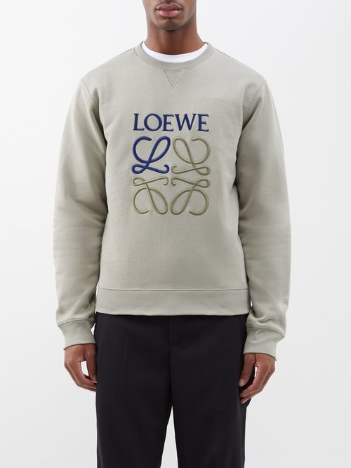 Loewe - Anagram-embroidered Cotton-jersey Sweatshirt - Mens - Sage