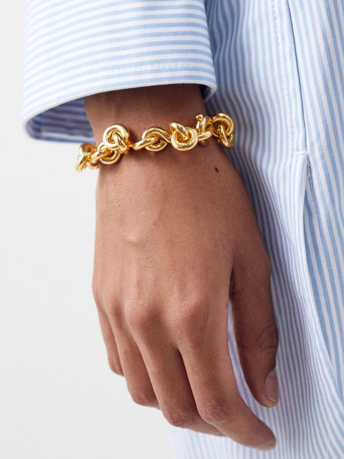 Bottega Veneta Gold Twisted Bracelet – BlackSkinny