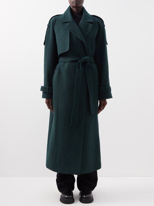 The Frankie Shop Suzanne Belted Wool Felt Trench Coat Smart Closet