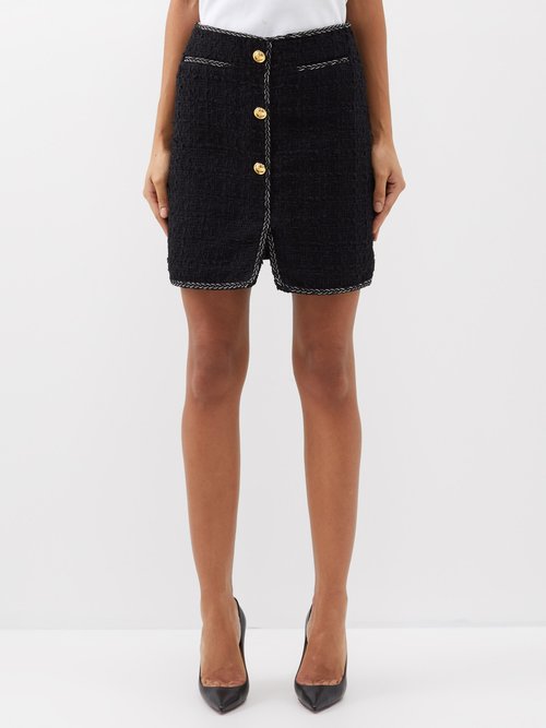 Giambattista Valli - Cotton-blend Bouclé-tweed Mini Skirt - Womens - Black