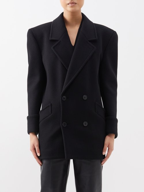 Saint Laurent - Double-breasted Wool Oversized Coat - Womens - Black