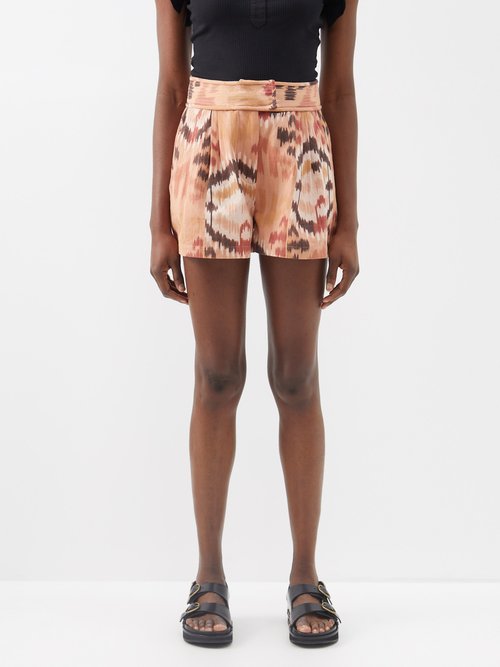 Ulla Johnson Abstract-print Cotton Shorts In Light Pink Multi