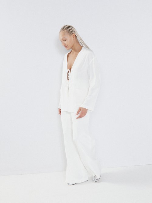 Raey - High-waist Silk Wide-leg Pyjama Trousers - Womens - Ivory