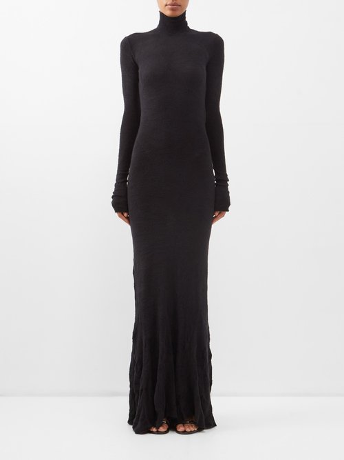 Balenciaga - Godet-hem Brushed Cotton-blend Maxi Dress Black