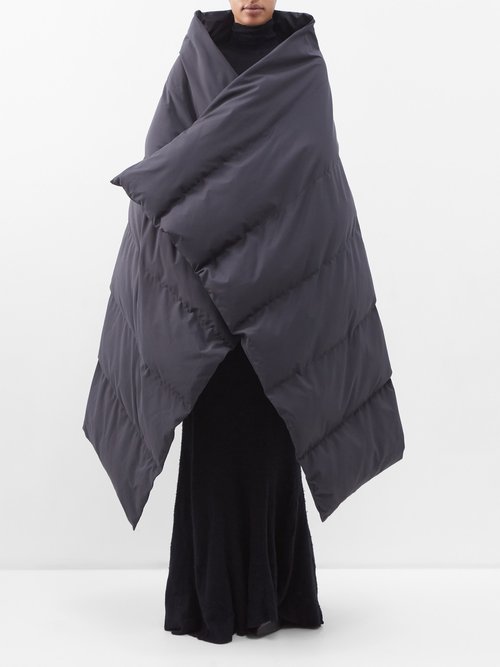 Balenciaga - Puffa Blanket Cape - Womens - Charcoal