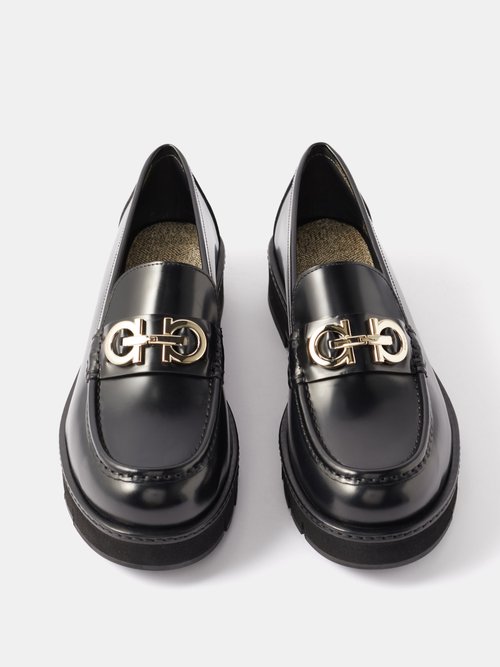 FERRAGAMO Ofelia embellished glossed-leather loafers