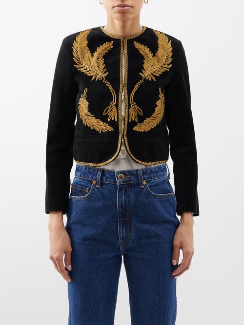 NILI LOTAN Patsy embroidered velvet jacket