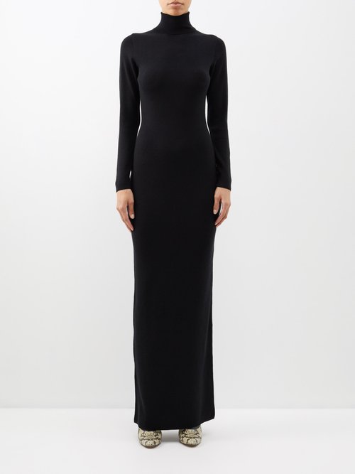 Nili Lotan - Jo Merino-blend Knitted Dress - Womens - Black